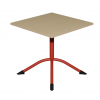 Table de cantine rectangle pieds latéraux arrondis rouge 80 x 80 cm