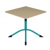 Table de cantine rectangle pieds latéraux arrondis turquoise 80 x 80 cm