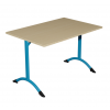 Table de cantine rectangle pieds latéraux arrondis bleu 120 x 80 cm