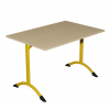 Table de cantine rectangle pieds latéraux arrondis jaune 120 x 80 cm