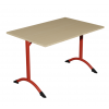 Table de cantine rectangle pieds latéraux arrondis rouge 120 x 80 cm