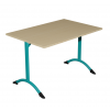 Table de cantine rectangle pieds latéraux arrondis turquoise 120 x 80 cm