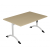 Table de cantine rectangle pieds latéraux arrondis blanc 140 x 80 cm T3