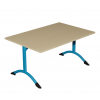 Table de cantine rectangle pieds latéraux arrondis bleu 140 x 80 cm T3