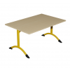 Table de cantine rectangle pieds latéraux arrondis jaune 140 x 80 cm T3