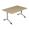 Table de cantine rectangle pieds latéraux arrondis RAL9006 140 x 80 cm T3