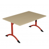 Table de cantine rectangle pieds latéraux arrondis rouge 140 x 80 cm T3