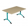 Table de cantine rectangle pieds latéraux arrondis turquoise 140 x 80 cm T3