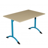 Table de cantine rectangle pieds latéraux arrondis bleu 120 x 80 cm T6