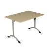 Table de cantine rectangle pieds latéraux arrondis RAL9007 120 x 80 cm T6