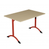 Table de cantine rectangle pieds latéraux arrondis rouge 120 x 80 cm T6