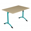 Table de cantine rectangle pieds latéraux arrondis turquoise 120 x 80 cm T6