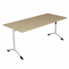 Table de cantine rectangle pieds latéraux arrondis blanc 160 x 80 cm T6