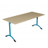 Table de cantine rectangle pieds latéraux arrondis bleu 160 x 80 cm T6