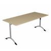 Table de cantine rectangle pieds latéraux arrondis RAL9007 160 x 80 cm T6