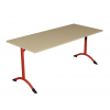 Table de cantine rectangle pieds latéraux arrondis rouge 160 x 80 cm T6