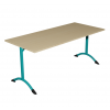 Table de cantine rectangle pieds latéraux arrondis turquoise 160 x 80 cm T6