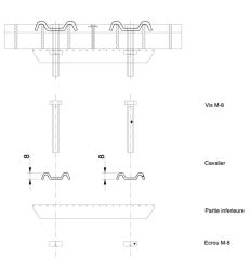 Installation attache de fixation double caillebotis