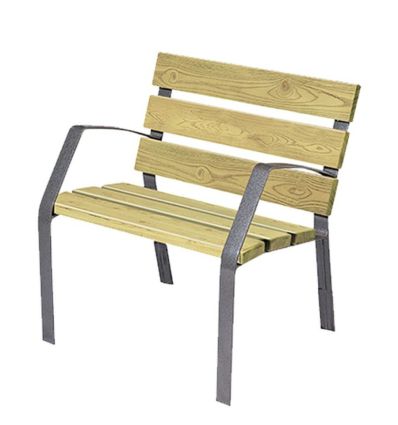 Fauteuil public extérieur en bois pin et acier