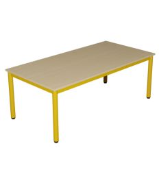 Table de cantine rectangulaire pour maternelle / lycée 4 pieds T1 à T3 jaune