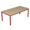 Table de cantine rectangulaire pour maternelle / lycée 4 pieds T1 à T3 rouge