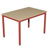 Table de cantine rectangulaire pour maternelle / lycée 4 pieds T4 à T6 rouge