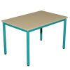 Table de cantine rectangulaire pour maternelle / lycée 4 pieds T4 à T6 turquoise
