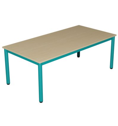 Table de cantine rectangulaire pour maternelle / lycée 4 pieds T1 à T3 turquoise