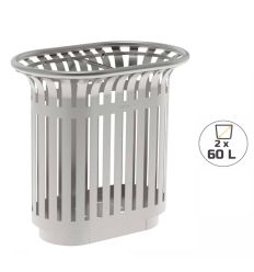 Poubelle tulipe double en inox contenance 2x60L