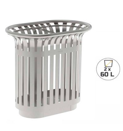 Poubelle tulipe double en inox contenance 2x60L