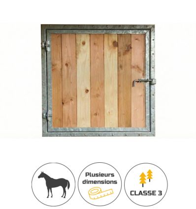 Fenêtre Box Chevaux en Bois Sur-Mesure 90x98 cm