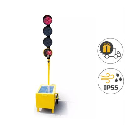 Feu tricolore de chantier solaire