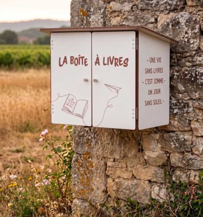 Boîte à livres en stratifié compact murale joues blanches