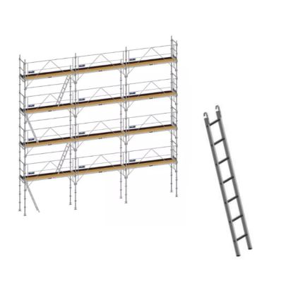 Echafaudage modulable + 2 échelles en aluminium pour accés Echafaudage modulable + 2 échelles en aluminium pour accés