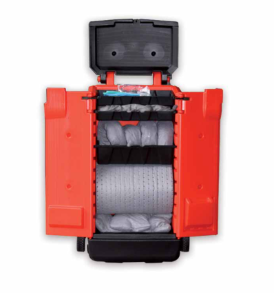 Chariot d'intervention absorbant tous liquides - 90 L - rouge