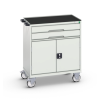 Établi roulant industriel RAL 7035-Gris clair, dessus 3 rebords