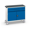 Établi roulant largeur 1050, 2 portes, 2 tiroirs, RAL 5010-Bleu gentiane