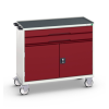 Établi roulant 2 tiroirs et porte RAL 3004-Rouge pourpre