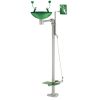 Lave yeux sur pied inox et epoxy vert avec pédale