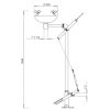 Dimensions lave yeux sur pied inox et epoxy vert avec pédale