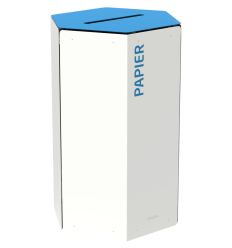Poubelle de tri sélectif intérieur Hexatri blanc et bleu pour papier