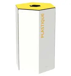 Poubelle de tri sélectif intérieur Hexatri blanc et jaune pour plastique