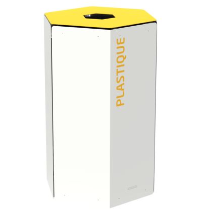 Poubelle de tri sélectif intérieur Hexatri blanc et jaune pour plastique