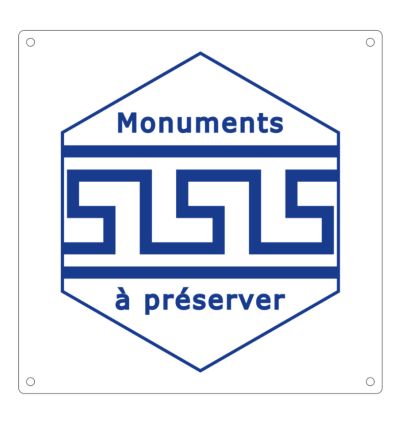 Plaque label monuments à préserver arrondis avec trous