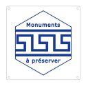 Photo : Plaque label monuments à préserver 150 x 150 mm - Aluminium - Vis de fixation béton - Sans