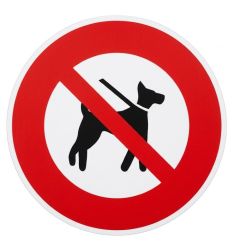 Panneau interdit aux chiens meme en laisse