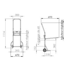 Dimensions diable pour chaises