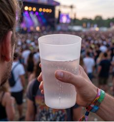 Gobelet réutilisable lors d'un festival