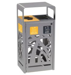 Poubelle Tri Sélectif Extérieure Design en Inox 2 flux avec stickers