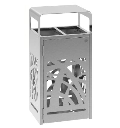 Poubelle Tri Sélectif Extérieure Design en Inox 2 flux sans stickers